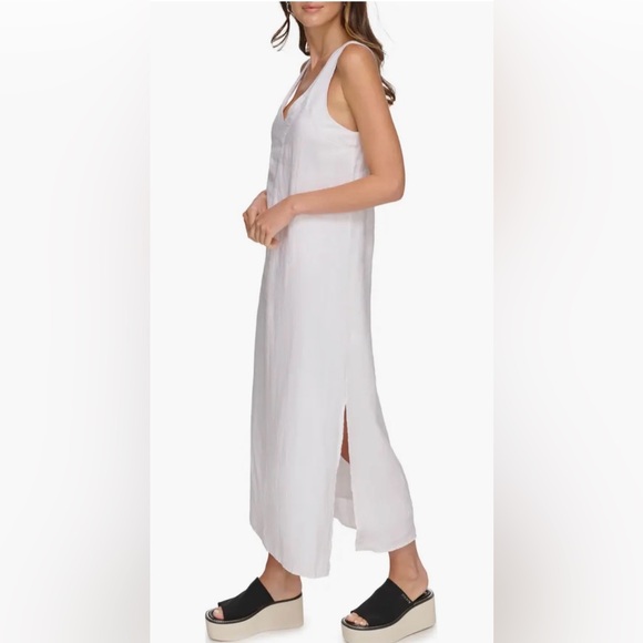 Dkny Dresses & Skirts - DKNY White Sleeveless V-Neck Linen Maxi Dress, size XX-Large, NWT